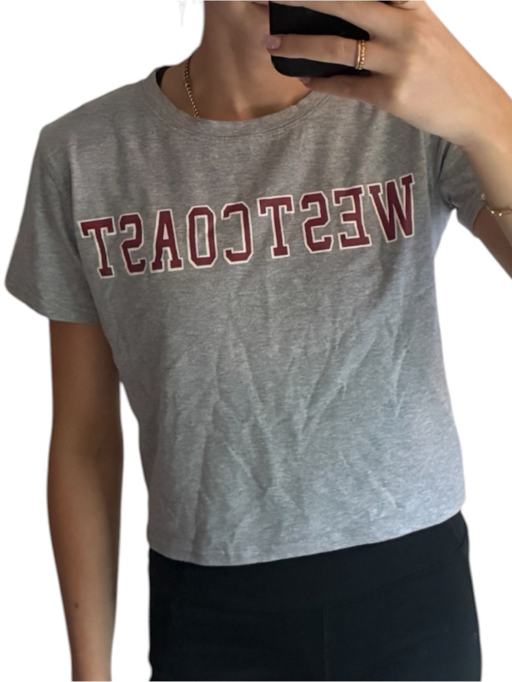 Brandy Melville Gray Westcoast Crop Top
 | Women’s Casual Summer Tee |